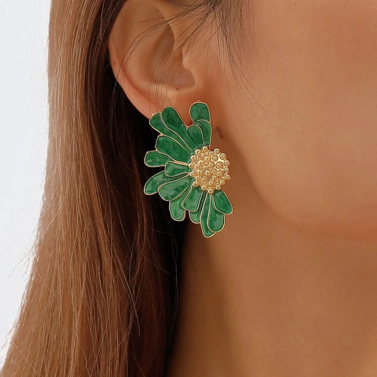 Boucle D'oreille Bohème Fleur Verte - Boutique Boheme