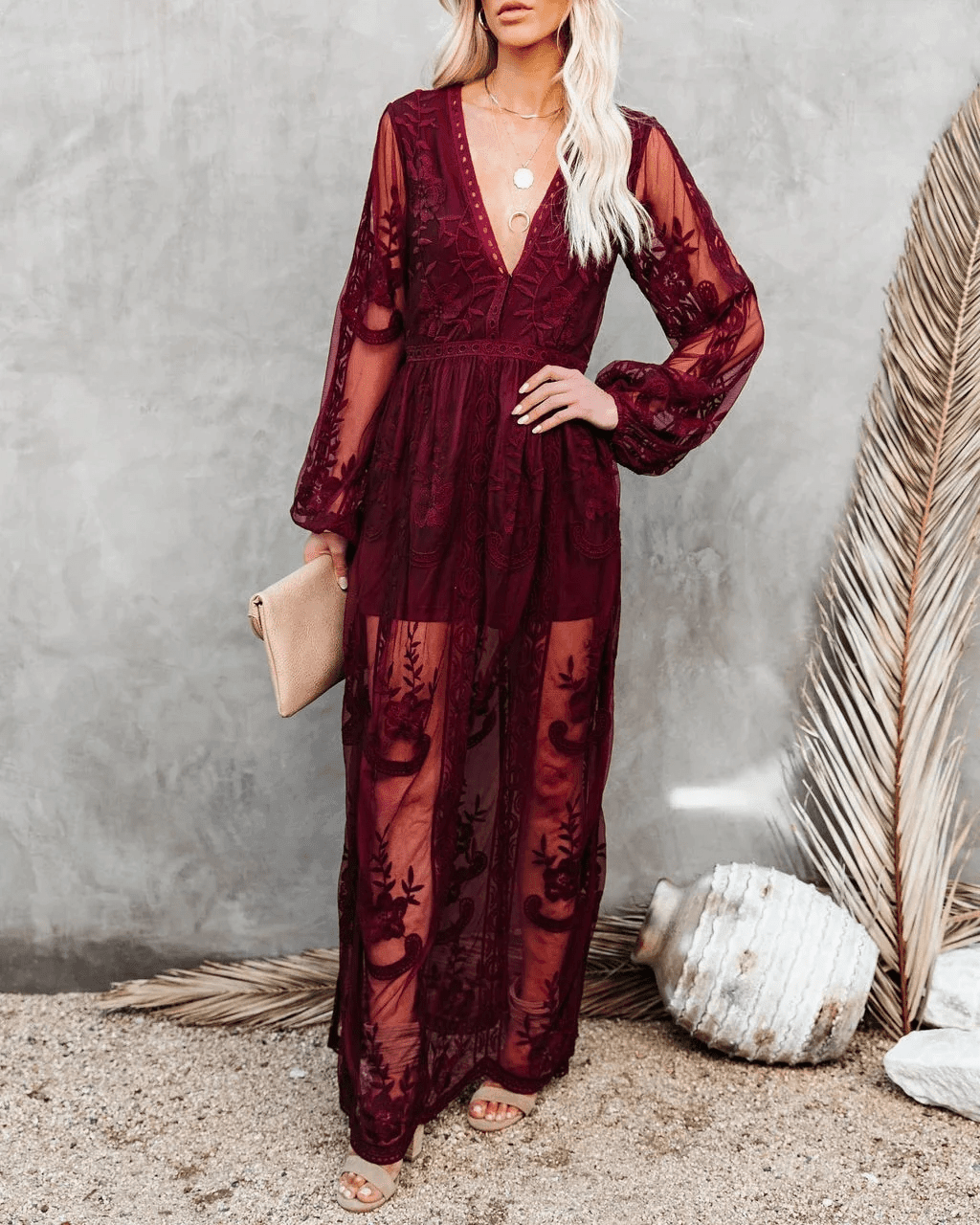 Robe Dentelle Bohème Rouge - Boutique Bohème