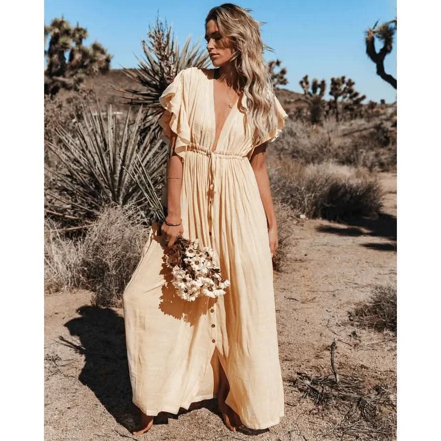 Robe Bohème Crème Chic - Boutique Bohème
