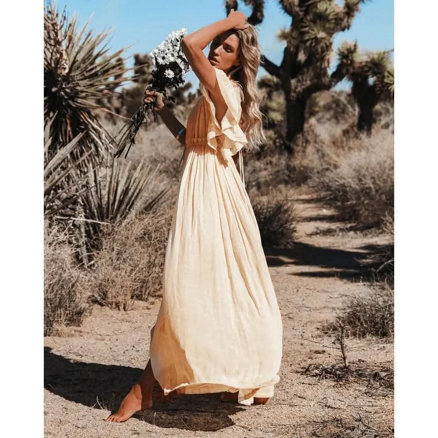 Robe Bohème Crème Chic - Boutique Bohème