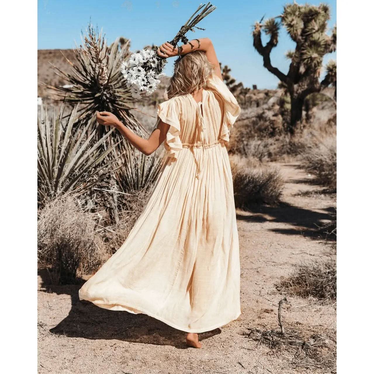 Robe Bohème Crème Chic - Boutique Bohème
