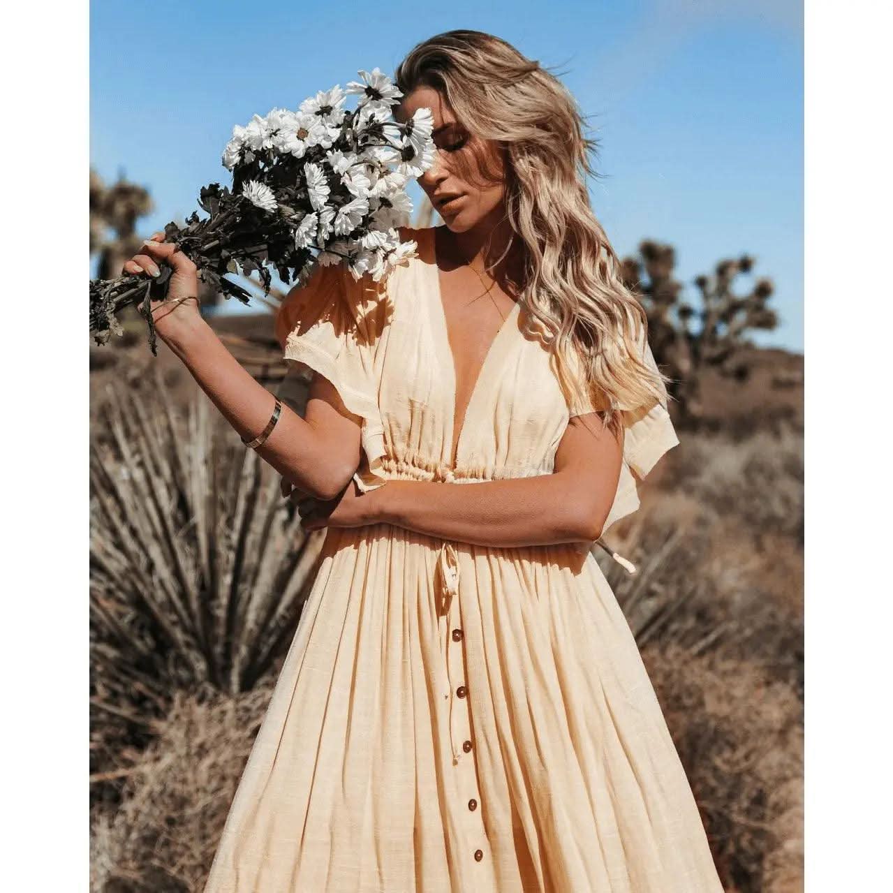 Robe Bohème Crème Chic - Boutique Bohème