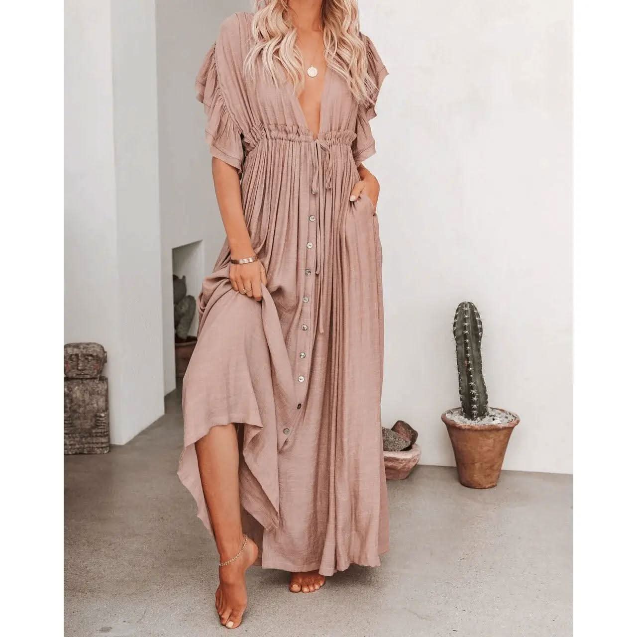 Robe Bohème Longue Rose - Boutique Bohème