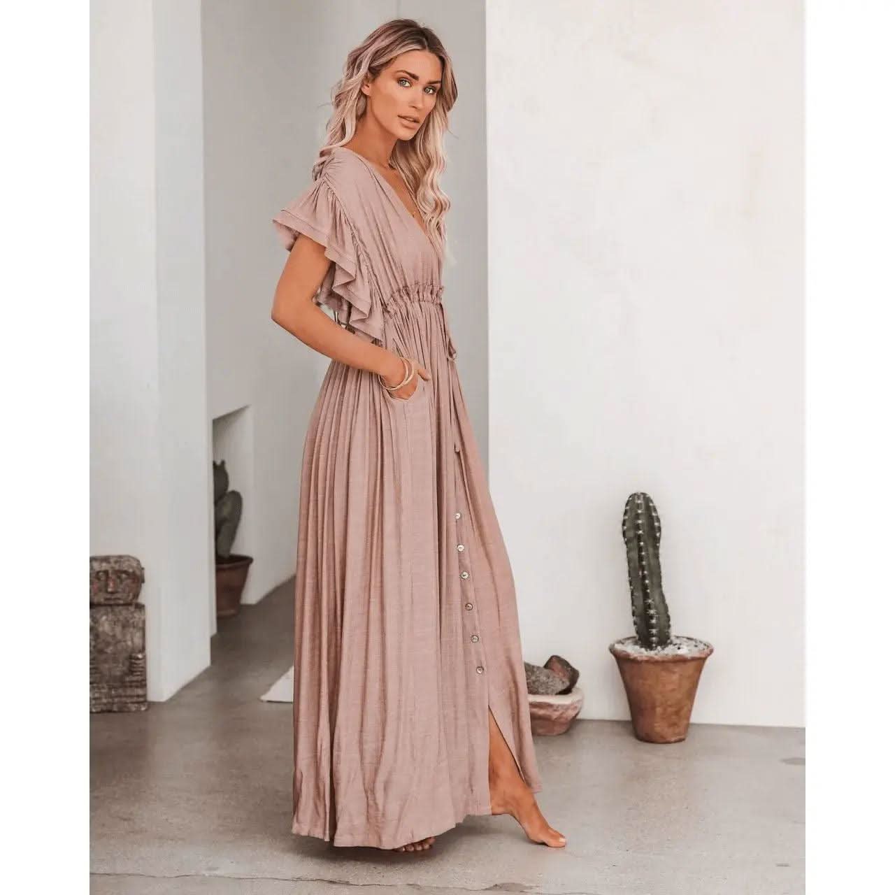 Robe Bohème Longue Rose - Boutique Bohème