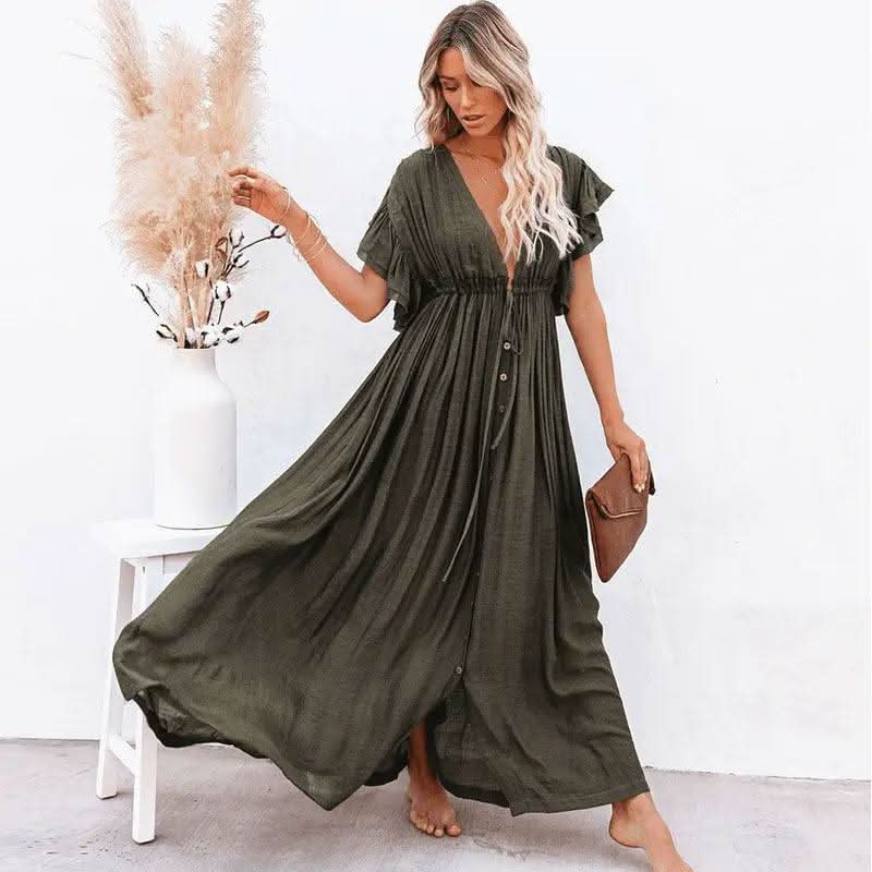Robe Bohème Vert Longue - Boutique Bohème