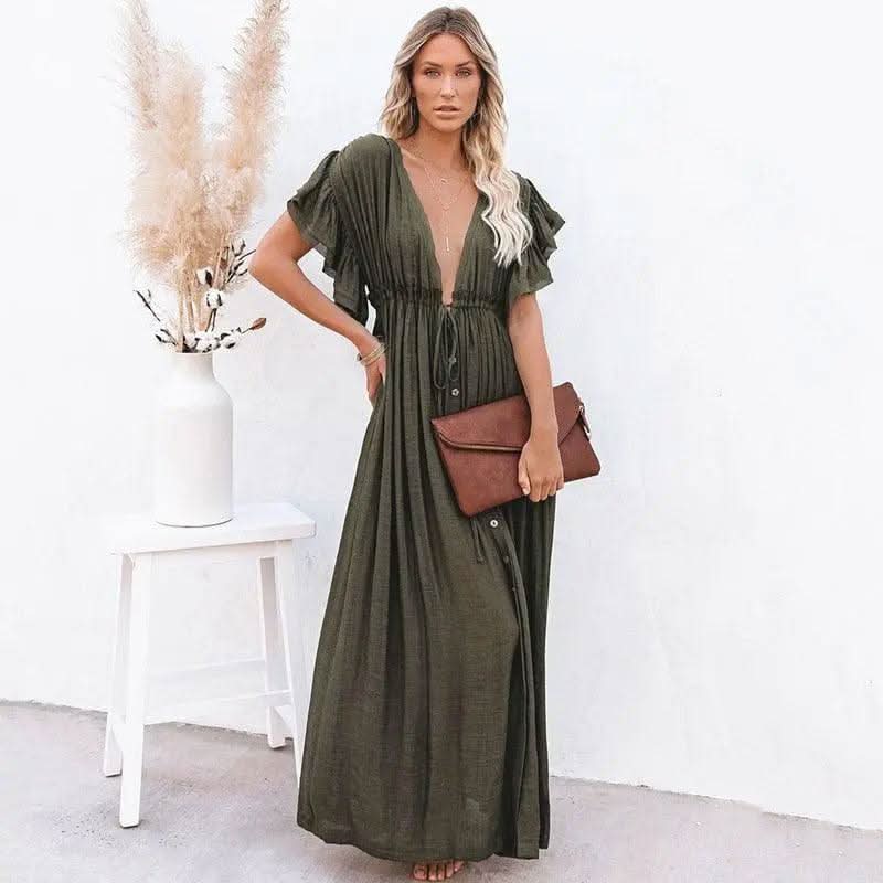 Robe Bohème Vert Longue - Boutique Bohème