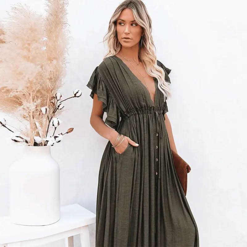 Robe Bohème Vert Longue - Boutique Bohème