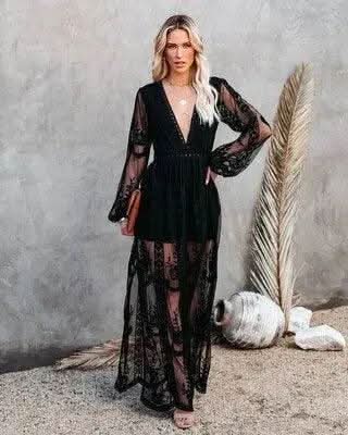 Robe Dentelle Bohème Noire - Boutique Bohème