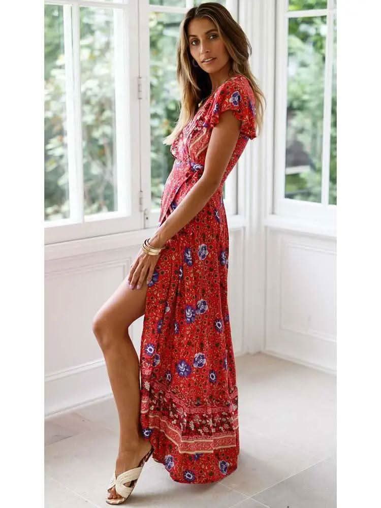 Robe Longue Échancrée Bohème - Boutique Bohème